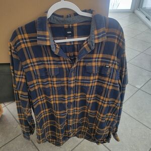 Vans Blue and Yellow Plaid Casual Button Down Shirt
